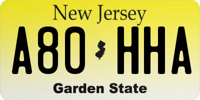 NJ license plate A80HHA