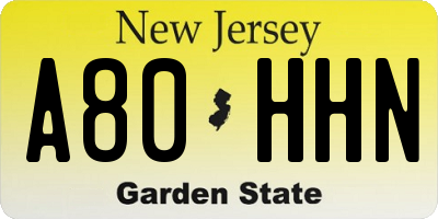 NJ license plate A80HHN