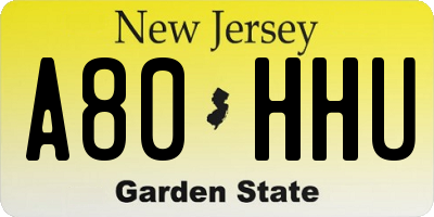 NJ license plate A80HHU