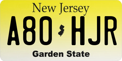 NJ license plate A80HJR