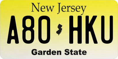 NJ license plate A80HKU