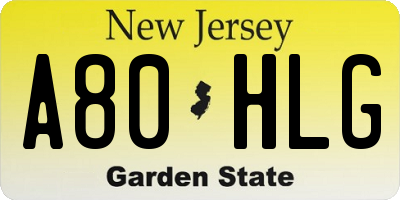 NJ license plate A80HLG