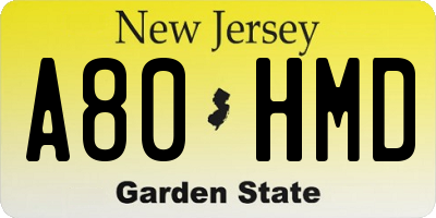 NJ license plate A80HMD
