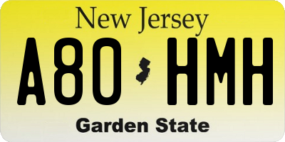 NJ license plate A80HMH