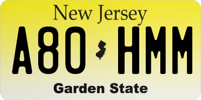 NJ license plate A80HMM