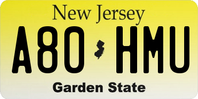 NJ license plate A80HMU
