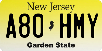 NJ license plate A80HMY