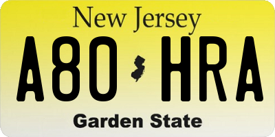 NJ license plate A80HRA