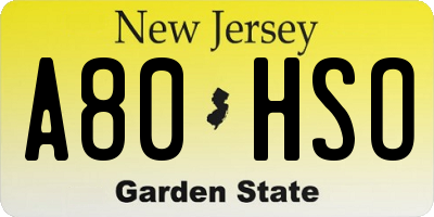 NJ license plate A80HSO