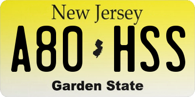 NJ license plate A80HSS