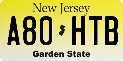 NJ license plate A80HTB