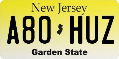 NJ license plate A80HUZ