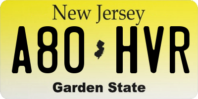 NJ license plate A80HVR