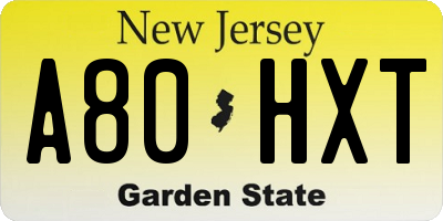 NJ license plate A80HXT