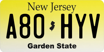 NJ license plate A80HYV