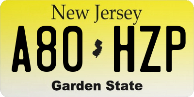NJ license plate A80HZP