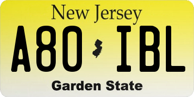 NJ license plate A80IBL