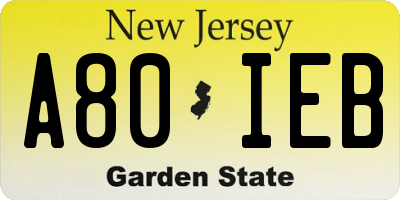 NJ license plate A80IEB