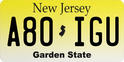 NJ license plate A80IGU