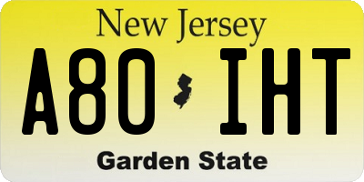 NJ license plate A80IHT