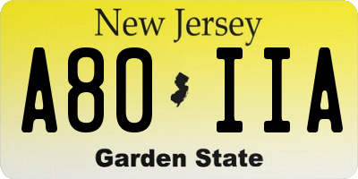 NJ license plate A80IIA