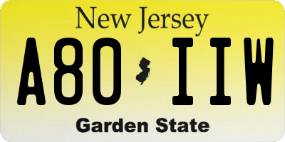 NJ license plate A80IIW