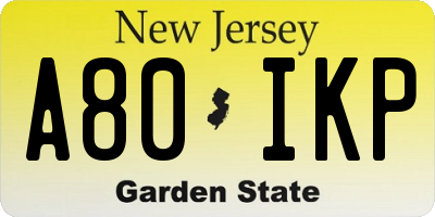 NJ license plate A80IKP