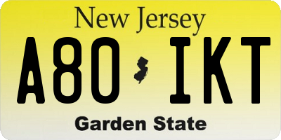 NJ license plate A80IKT