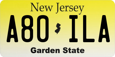 NJ license plate A80ILA