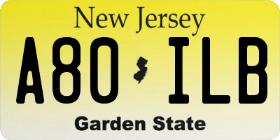 NJ license plate A80ILB