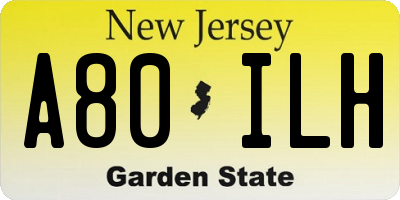NJ license plate A80ILH