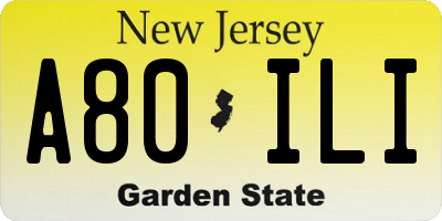 NJ license plate A80ILI