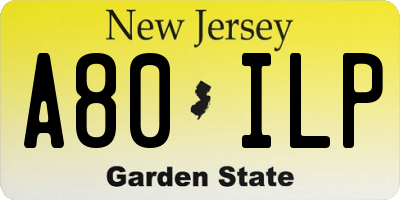 NJ license plate A80ILP