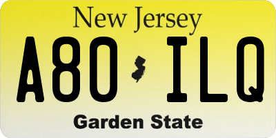 NJ license plate A80ILQ