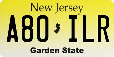NJ license plate A80ILR