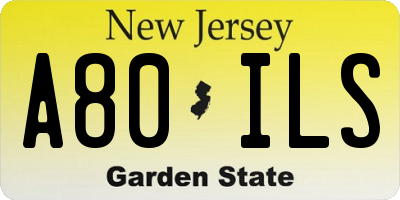 NJ license plate A80ILS