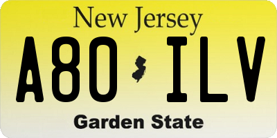 NJ license plate A80ILV
