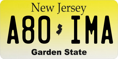 NJ license plate A80IMA