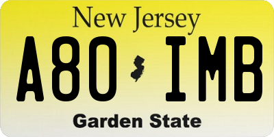 NJ license plate A80IMB