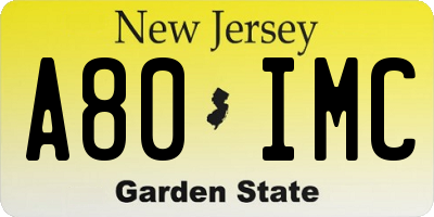 NJ license plate A80IMC