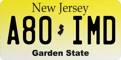 NJ license plate A80IMD