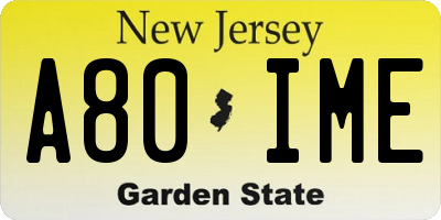 NJ license plate A80IME