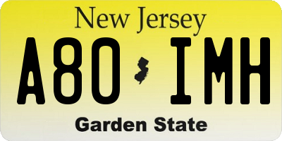 NJ license plate A80IMH