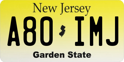 NJ license plate A80IMJ