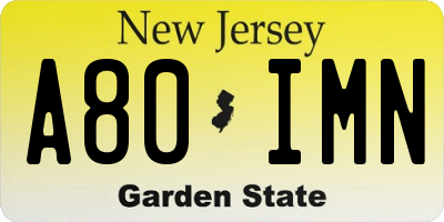 NJ license plate A80IMN