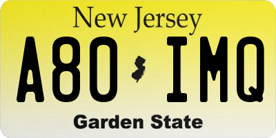 NJ license plate A80IMQ