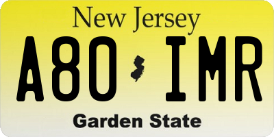 NJ license plate A80IMR