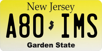 NJ license plate A80IMS