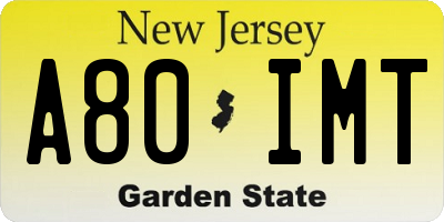 NJ license plate A80IMT