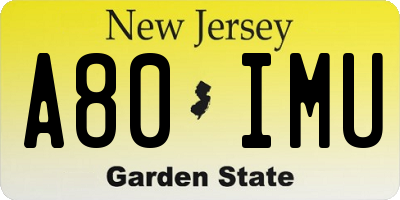 NJ license plate A80IMU